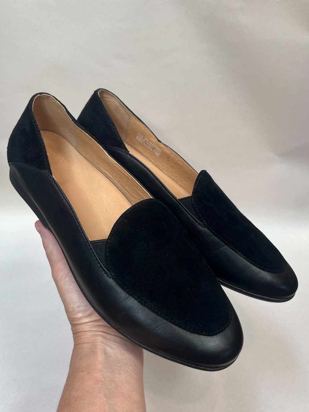 Dansko Lace Loafers Womens 40 Black Leather Suede Slip On Flats Support Shoe